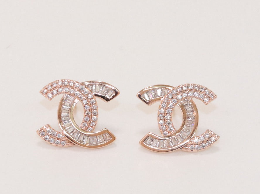 Double C half n half studs Gold