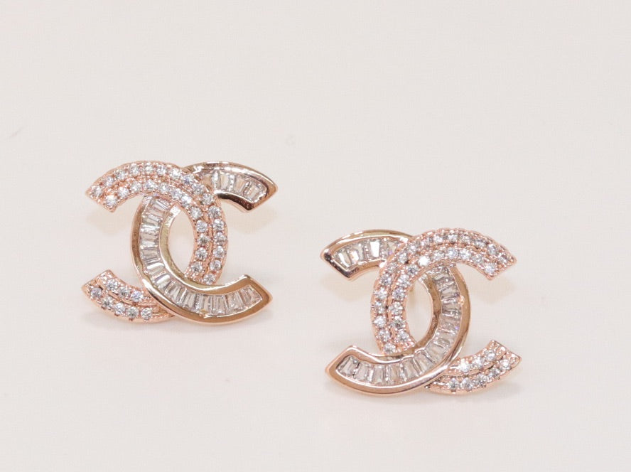 Double C half n half studs Gold