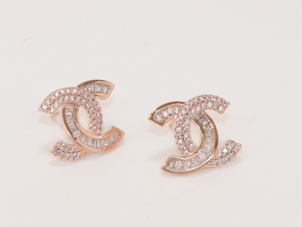 Double C half n half studs Gold