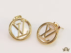 Gold plated alphabet stud earrings with MOP