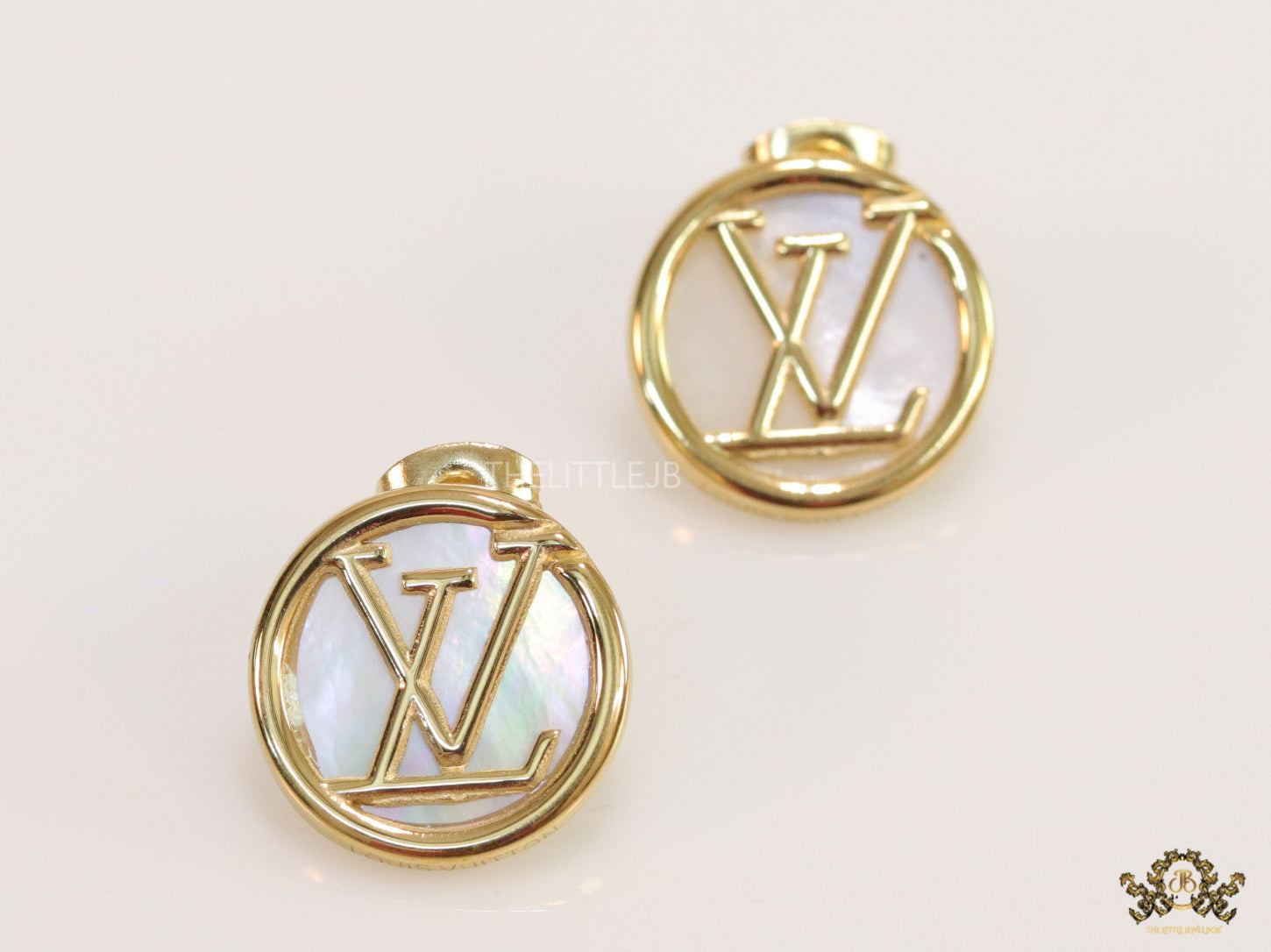 Gold plated alphabet stud earrings with MOP