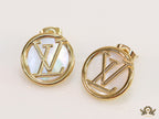 Gold plated alphabet stud earrings with MOP