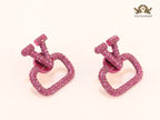 Alphabet V Pink rhinestone studs