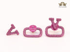 Alphabet V Pink rhinestone studs