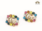 Double G multicoloured stone studs