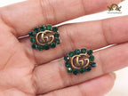 Double G emerald stones studs