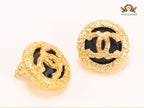 Black and gold double C studs