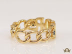 Gold plated alphabet open ring with black cz