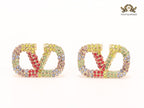 Alphabet V multi coloured studs