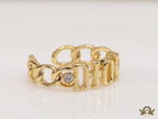 Gold plated alphabet open ring with white cz
