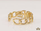 Gold plated alphabet open ring with white cz