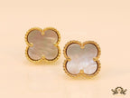 Golden and mother of pearl clover studs