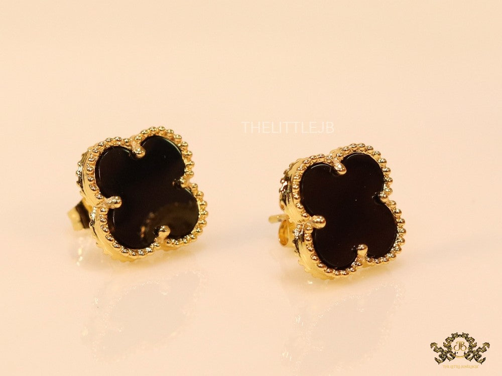 Golden and black clover studs