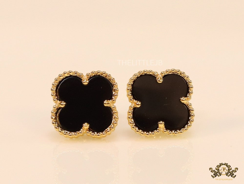 Golden and black clover studs