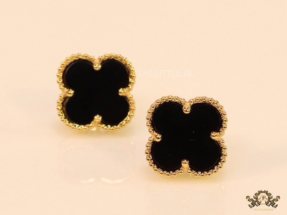 Golden and black clover studs