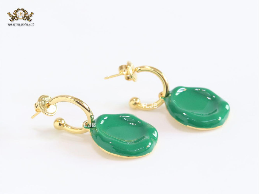 Green enamel dangles