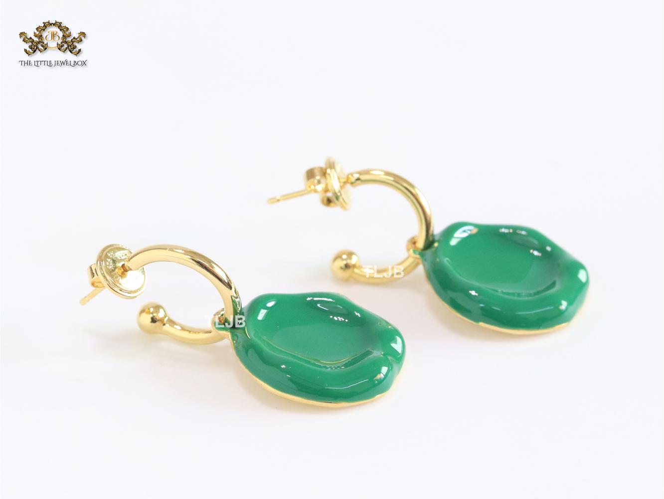 Green enamel dangles