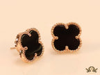 Rose gold and black clover studs