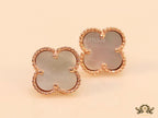 Rose gold and mother of pearl clover studs