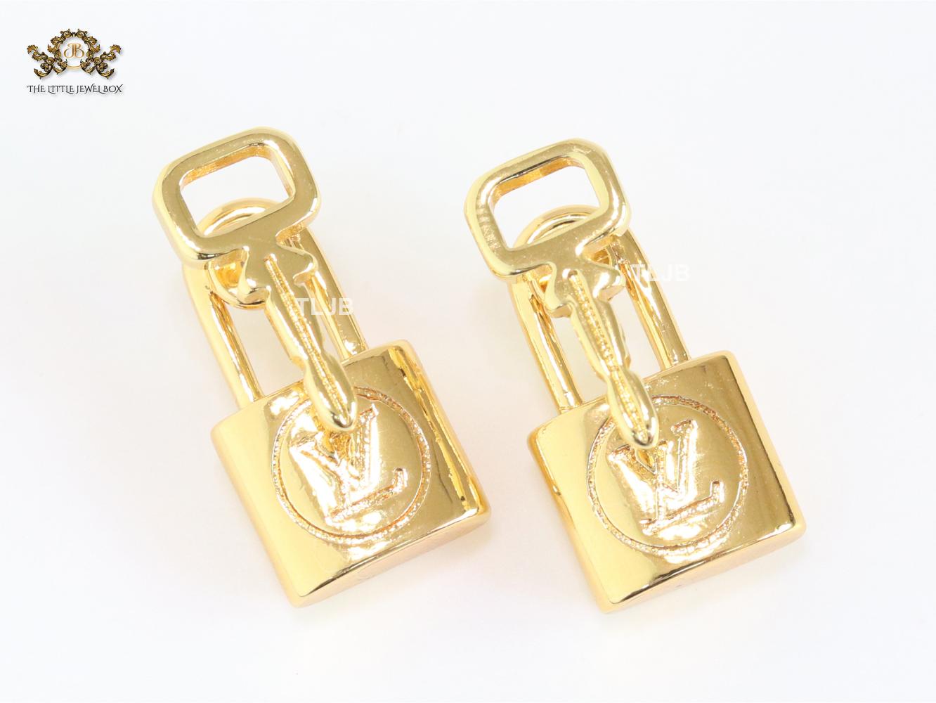 Alphabet L & V lock and key small earrings