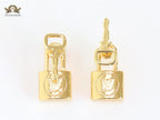 Alphabet L & V lock and key small earrings