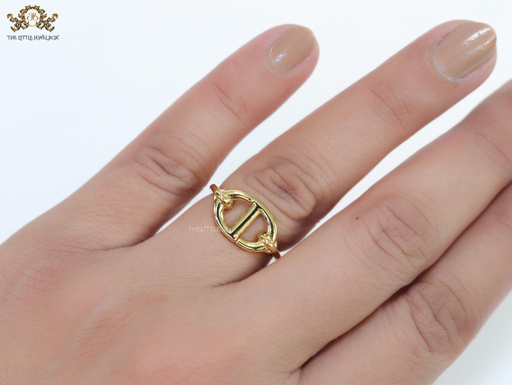 Gold finish alphabet open ring