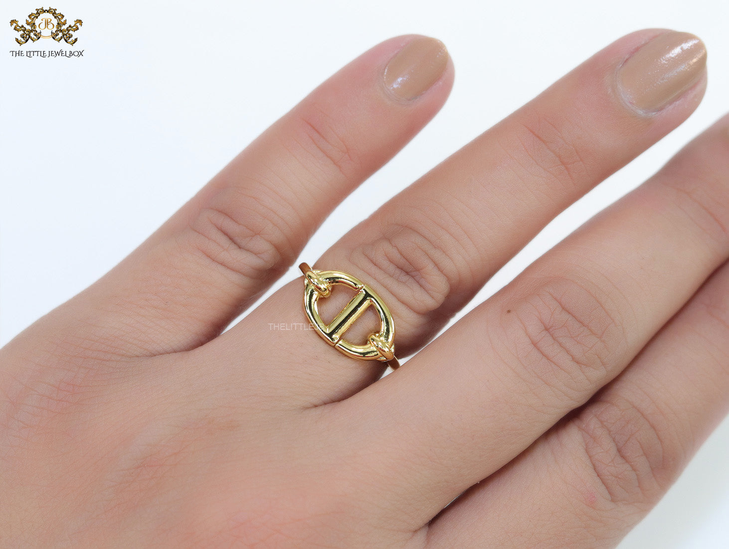 Gold finish alphabet open ring