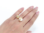 Alphabet gold open ring with white pearl