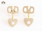 Open V detachable heart earrings - gold