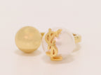 Alphabet gold open ring with white pearl