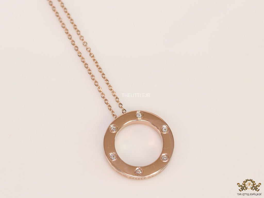 Rose gold plated disc shape pendant necklace with cz