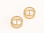 Gold Round Alphabet C & D earrings