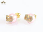 Pink pearl open studs
