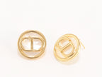 Gold Round Alphabet C & D earrings