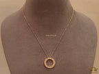 Rose gold plated disc shape pendant necklace with cz