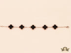Rose gold plated chain bracelet with black clover