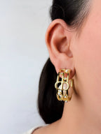 Alphabet CD Pearl Hoop Earrings