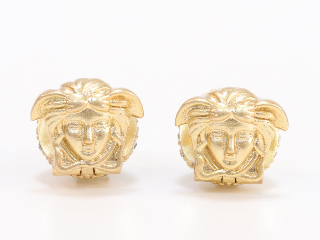 Reversible gold medusa studs with cz