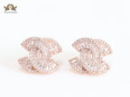 Double C baguette studs - Rose gold