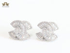 Double C baguette studs - Platinum plated