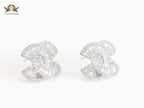 Double C baguette studs - Platinum plated