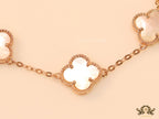 Rose gold plated chain bracelet with mother of pearl clover