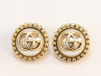 Double G rustic pearl studs