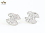 Double C baguette studs - Platinum plated