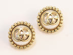Double G rustic pearl studs