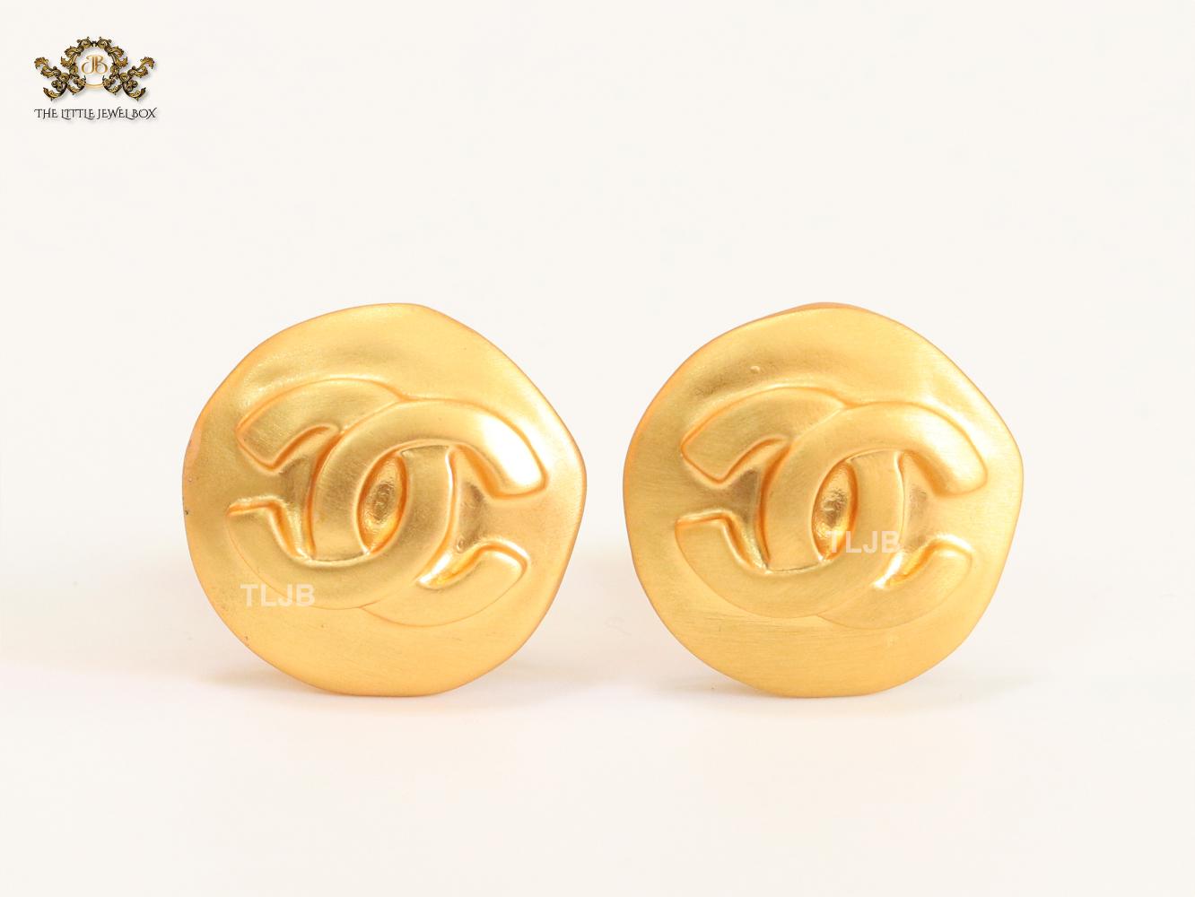 Double C gold clip on studs- big