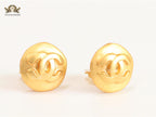 Double C gold clip on studs- big