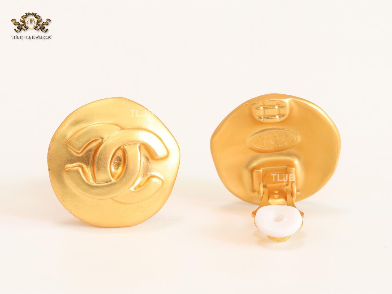 Double C gold clip on studs- big