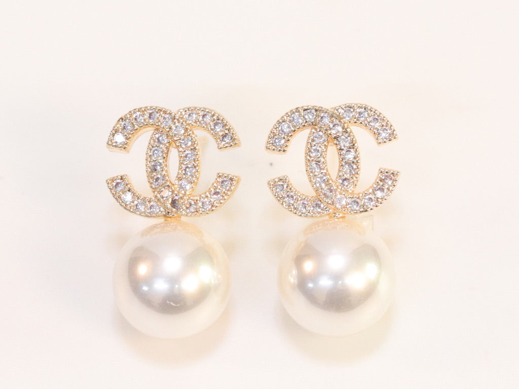 Double C cz pearl drops