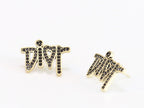 Gold Alphabet C and D earrings with black stones